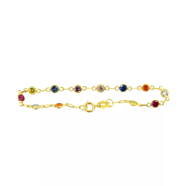 Pulseira infantil em Ouro com Padras Coloridas