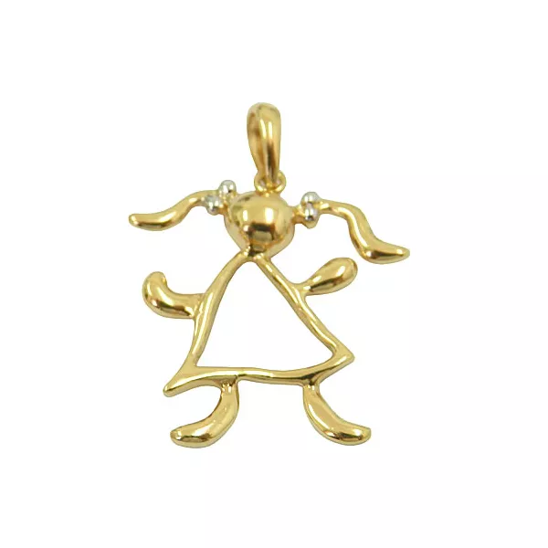 Lindo Pingente de Menina em Ouro 18K