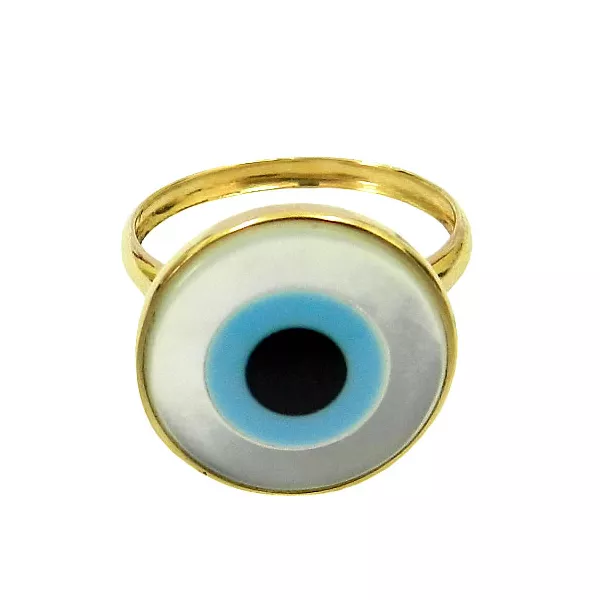 Anel de Olho Grego em Ouro 18K 