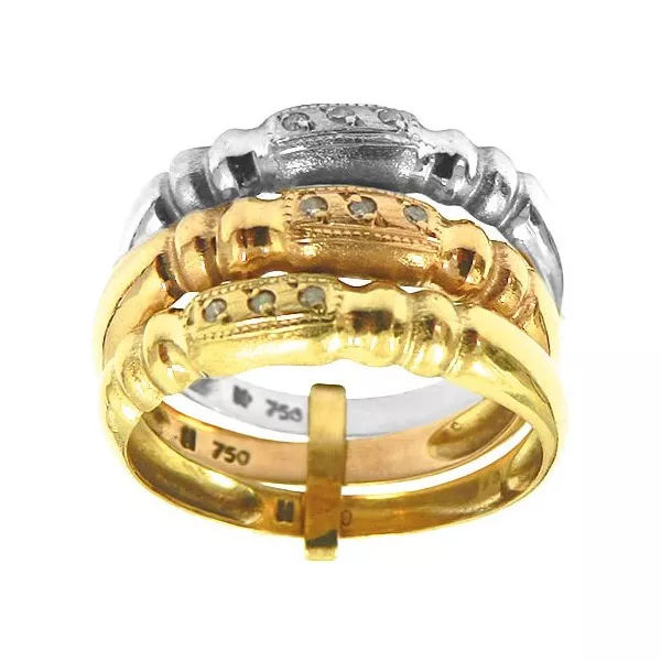Anel de Ouro Feminino com Brilhantes Três Fios
