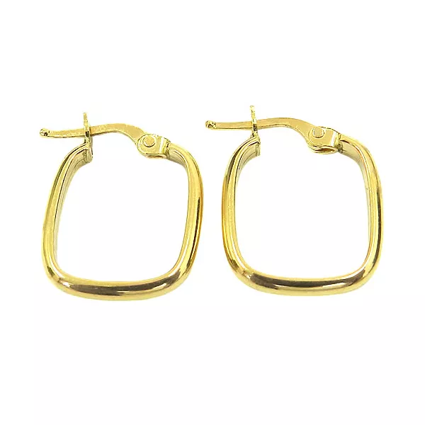 Argola Meia Cana Quadrada em Ouro 18K