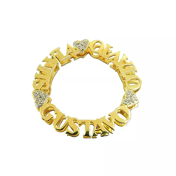Mandala personalizada com nomes manuscritos em Ouro 18K