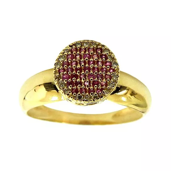 Anéis Chuveiro Ouro 18K com pavê de Diamantes e Rubis