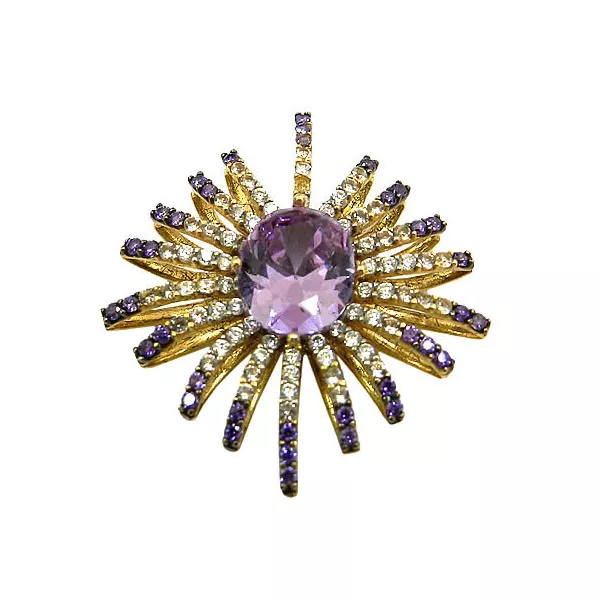 Pingente de Ouro 18K cravejados com Zircônia Design Italiano