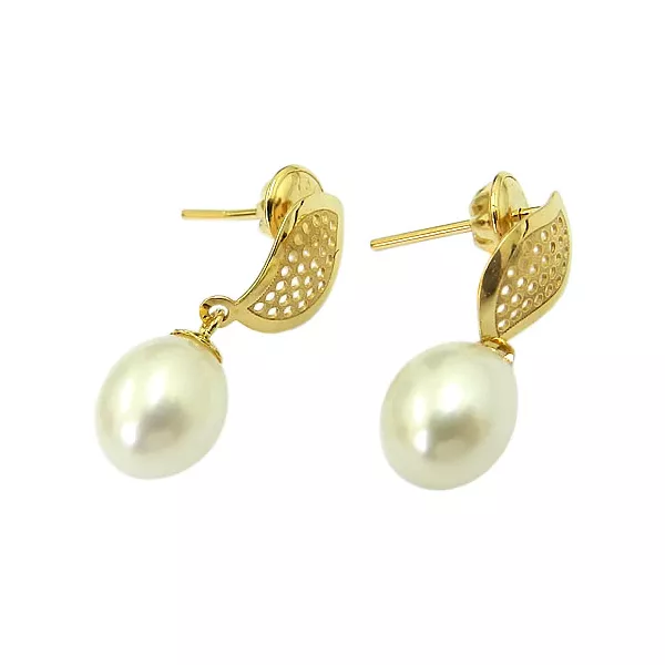 Brincos em Ouro 18K de Pérolas Naturais 2.1g 20mm