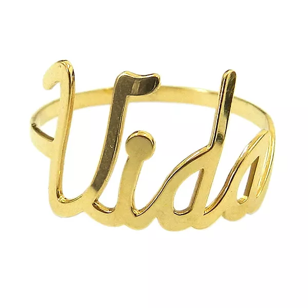 Anel Feminino Manuscrito de Ouro 18K 
