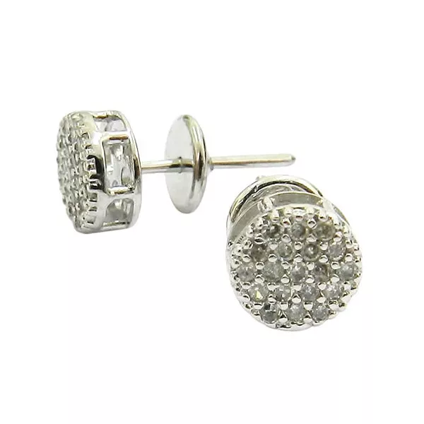 Brinco Feminino de Ouro 18K Pavê de 38 Diamantes Pequeno