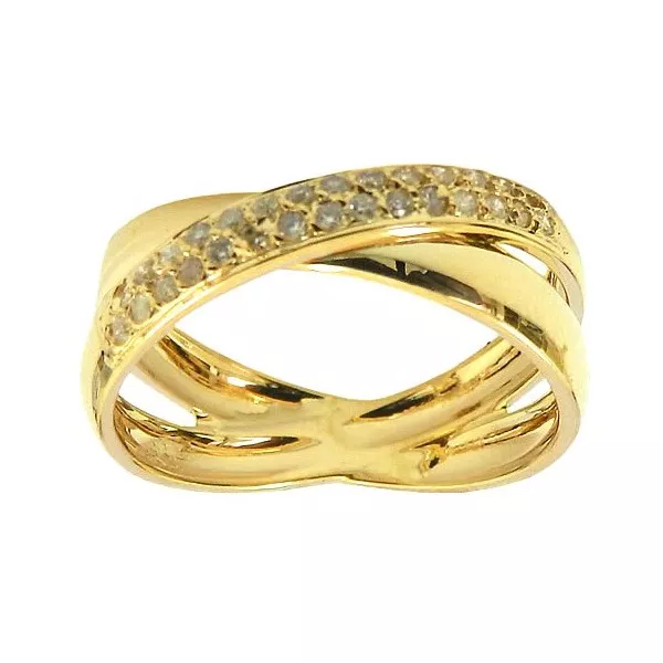Anel Orbital em Ouro 18K com 30 Diamantes