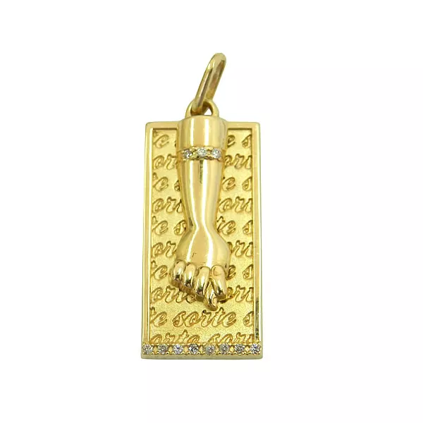 Pingente Figa de Ouro 18K com Brilhantes