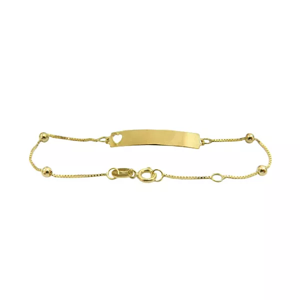 Pulseirinha de Bolinha com Plaquinha Ouro 18K 750