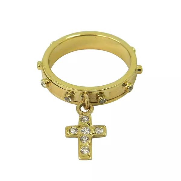 Anel em Ouro 18k Cruz Brilhantes