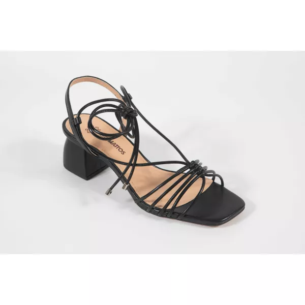 Sandália Tiras Preto Salto Bloco Ref. 09591.09972