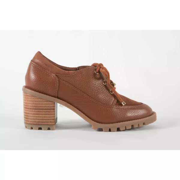 Bota Feminina Oxford em Couro Caramelo Ref. 09722.09423