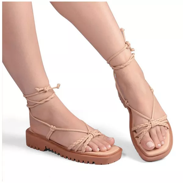 Sandalia Flatform de Amarração Nude Ref. 0996.0999