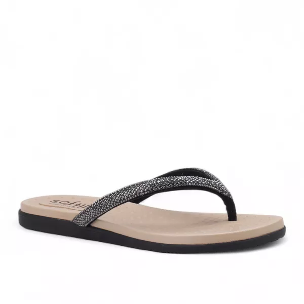 Sandalia Rasteira Strass Preta Ref. 0998.09911