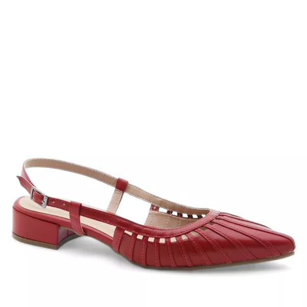 Scarpin Salto Baixo Couro Mende Vermelho - REGINA RIOS