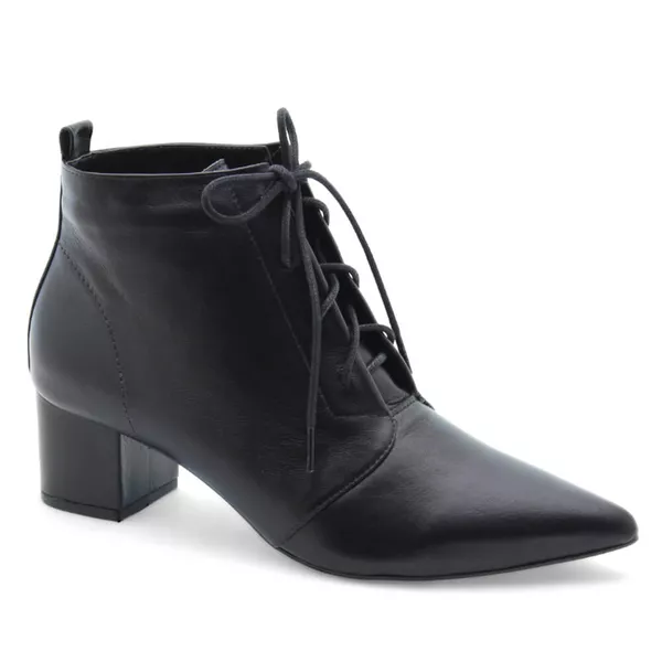 Bota Bico Fino Couro Marseille Preta - REGINA RIOS