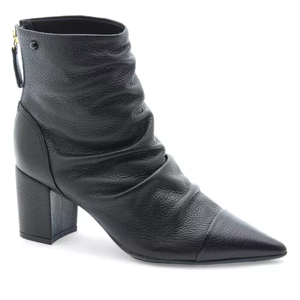 Bota Bico Fino Couro Vosges Preto - REGINA RIOS
