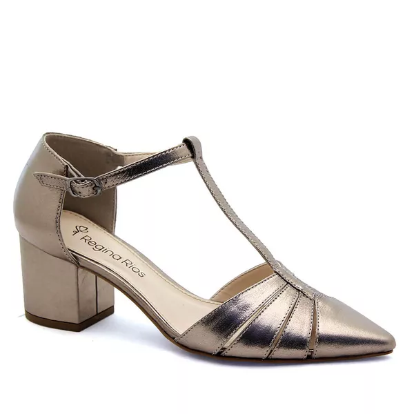 Scarpin Couro Fayence Prata Velho - REGINA RIOS