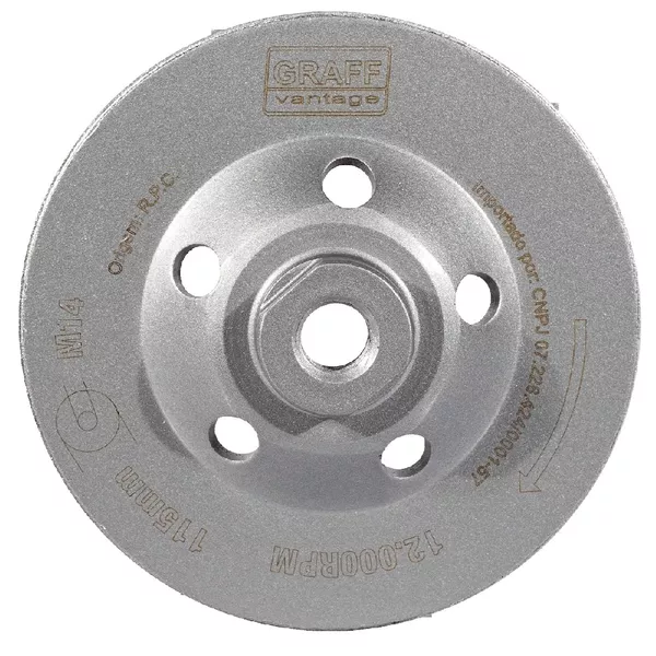 Rebolo Diamantado Tipo Prato c/ Rosca 115xM14mm (573,0005) - Graff