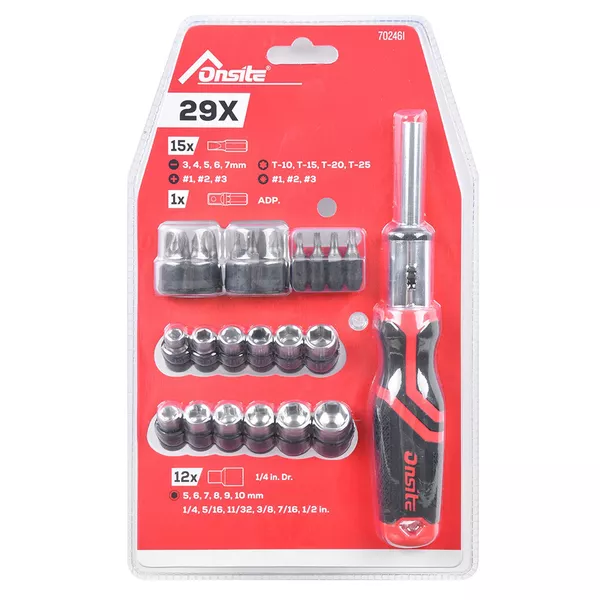 CQT.CQ 4+×2 CQC+×2 Jogo de Soquetes e Bits 1/4'' - 29 Peças (702461) - Onsite | Ritec