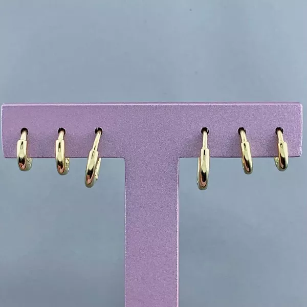 Trio Argolas Lisas Banhada a Ouro 18k