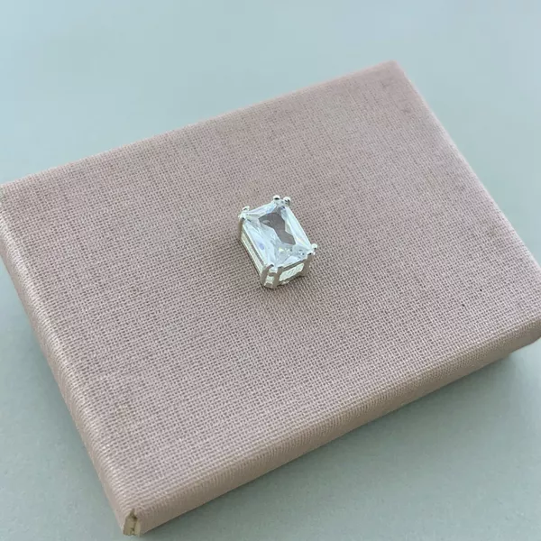 Pingente Retangular Zirconia Cristal Prata 925