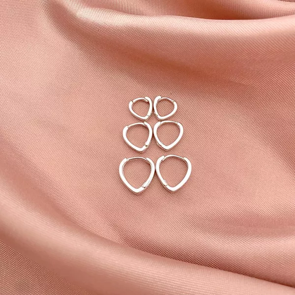 Trio Brincos Argola Clique Gota Lisa Prata 925