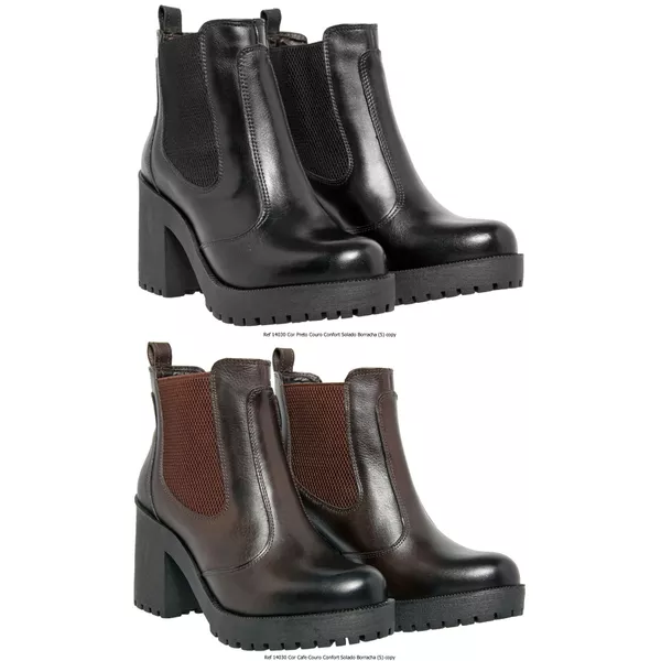 Combo Bota Feminina Naomi Elastico Preto/Cafe