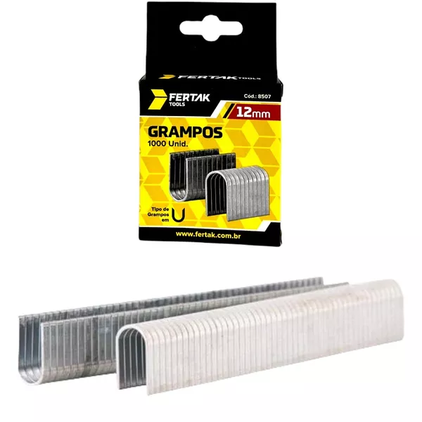 Grampo Tipo U 12mm para Grampeador 1000 pç 8507 Fertak