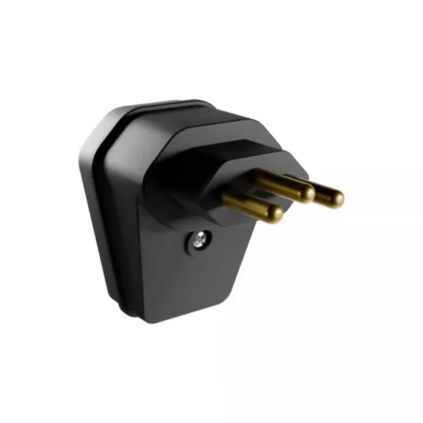 Pino Macho Extra Grande 2P+T 10A com Prensa Cabo Preto Margirius 22656