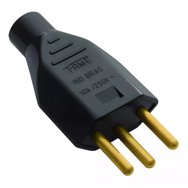 Pino Plug Macho 2p + T 10a Preto Fame