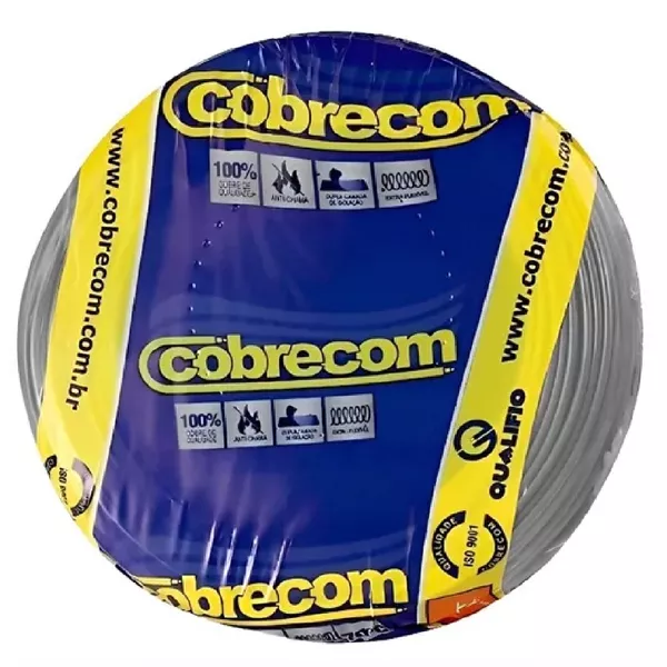 Cabo Flexível Cinza 2,5mm Rolo Com 100 Metros Cobrecom