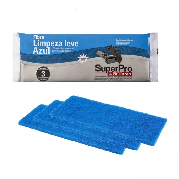Fibra Limpeza Leve Azul 10,2cm x 26cm com 03 Peças SuperPro SP9509/3