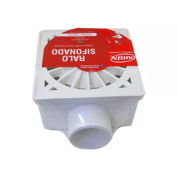 Ralo Sifonado Quadrado Branco 100X40mm Branco 311 Durin 