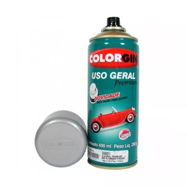 Tinta Spray Cinza Placa Brilhante 400ml 55041 Uso Geral Premium Colorgin