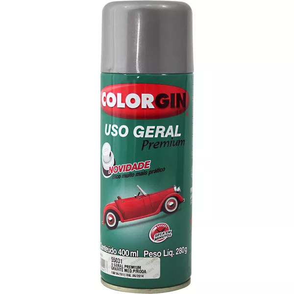 Tinta Spray Grafite Para Rodas Metálico 400ml 57001 Uso Geral Premium Colorgin 