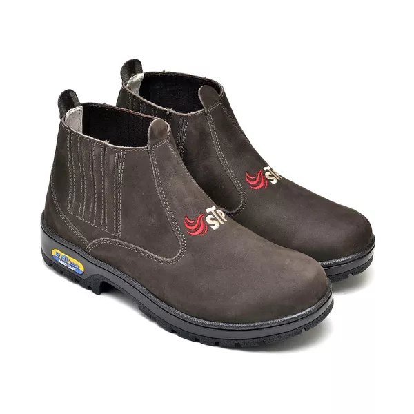 BOTINA LINHA PROFISSIONAL COURO LEGÍTIMO NOBUCK NEW STOP BOOTS