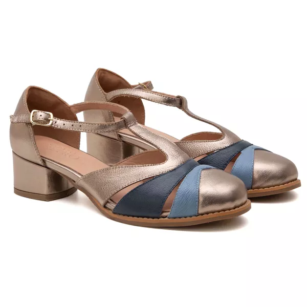 Sapato Boneca - Metalic, Azul Hortência e Azul Marinho - AURA