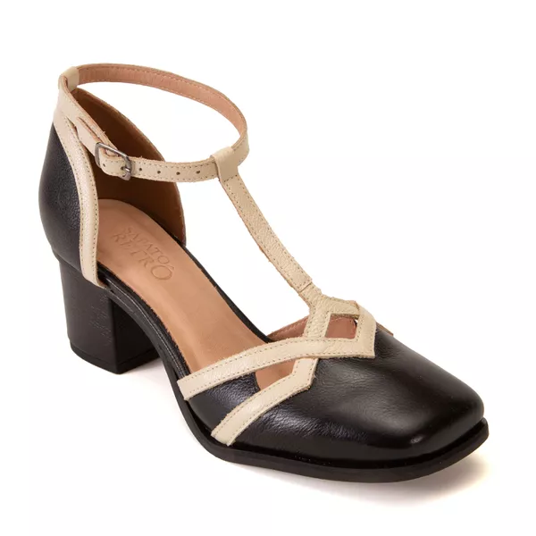 Sapato Boneca - Preto e Off White - VIVER