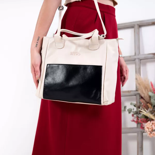 Bolsa RetrÔ - LAJEADO - Off White e Preto