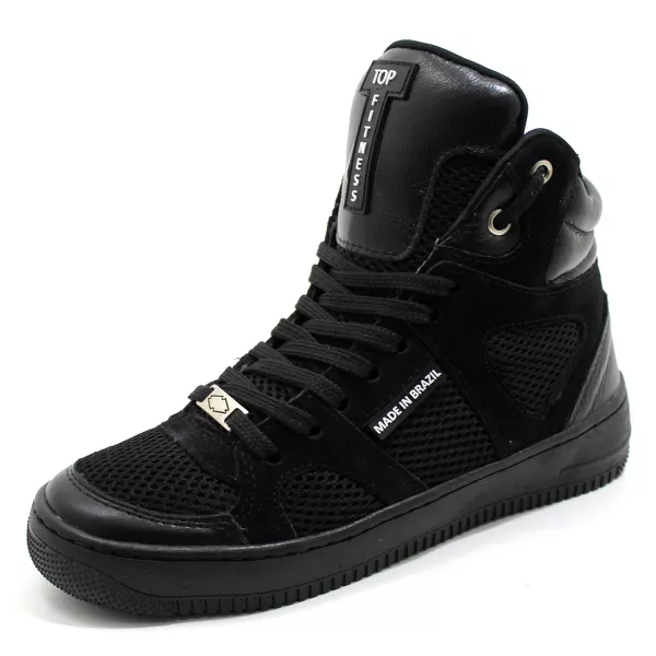 Tenis Botinha Sneakers Cano Alto Top Fitness Preto