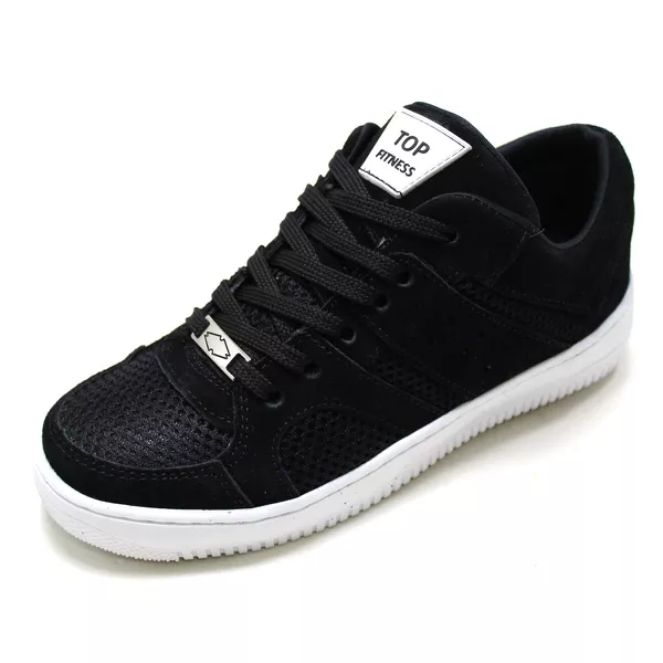Tênis Casual Conforto Top Fitness Cano Baixo Preto/Branco