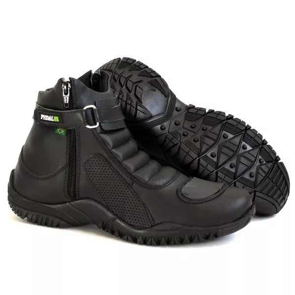 Bota Motociclista Pedal2 Cano Curto Com Ziper Preta