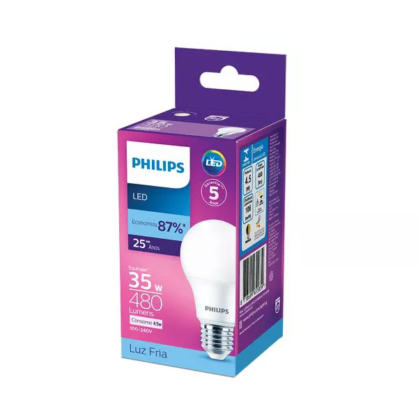 Lâmpada LED Philips Bivolt 4,5W-35W E27 6500K 480 Lumens | Sartori Web