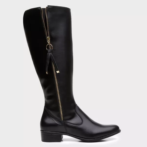 Bota Feminina Montaria Rafaela em Couro Preto 
