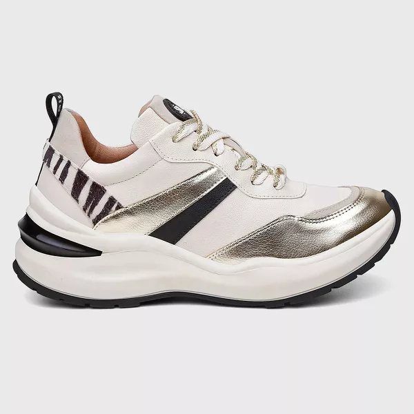 TENIS SNEAKER LYZ Branco/Dourado/Zebra