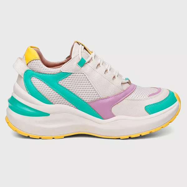 TENIS SNEAKER NINA Branco/Turqueza/Lilás