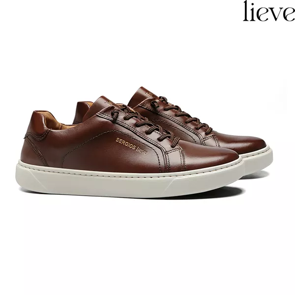 TÊNIS MASCULINO CASUAL EM COURO MARROM LINHA LIEVE... - SERGIO`S