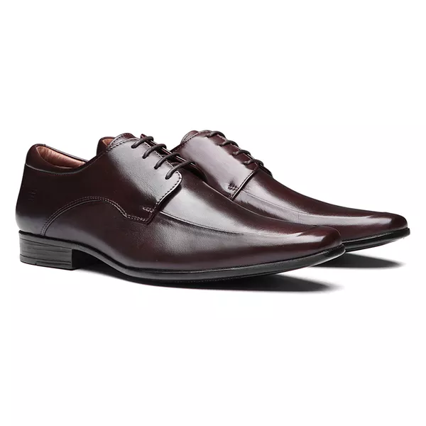 Sapato Derby Masculino Social Em Couro Café Com Co... - SERGIO`S